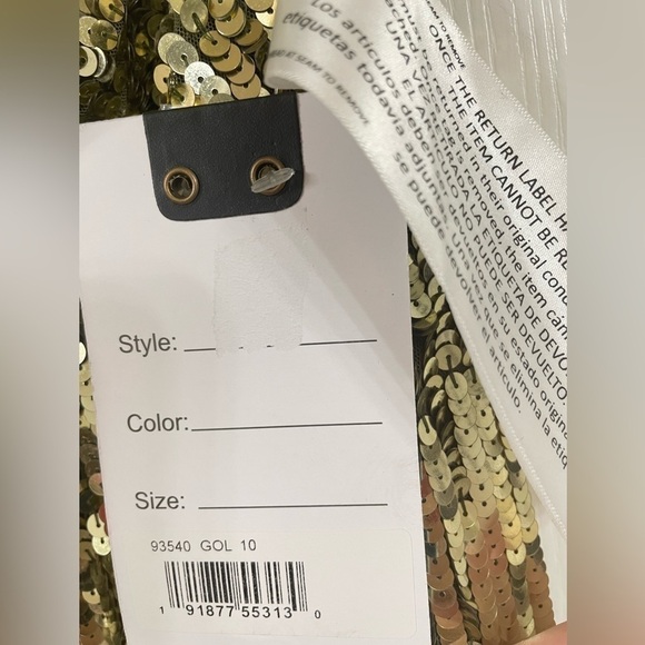 MAC DUGGAL Gold EMBELLISHED CAP SLEEVE COWL NECK TRUMPET GOWN - Picture 13 of 15